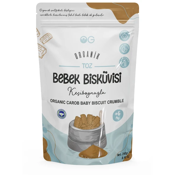 OG Natural Organik Keçiboynuzlu Toz Bebek Bisküvisi 240 Gr 6+ Ay ürün görseli 1