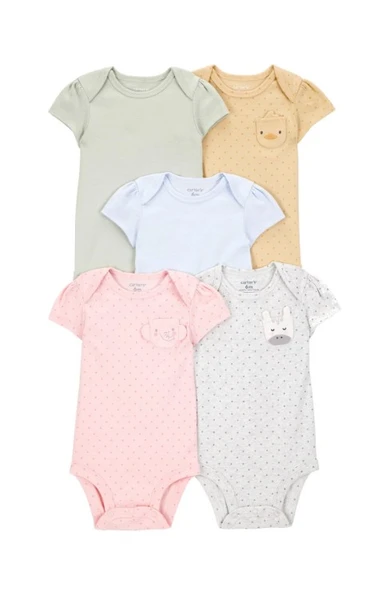 Carters Layette Kız Bebek Kısa Kollu 5li Body 1T010410 Renkli ürün görseli 1