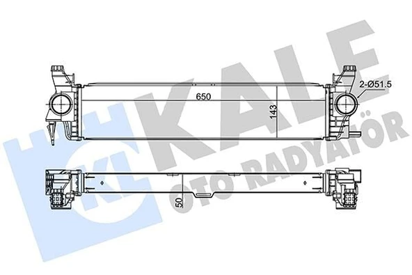 KALE TURBO RADYATÖRÜ BİNEK-H.TİCARİ MERCEDES BENZ VITO (W447) 109CDI-111CDI 14 [650X143X50] AL-BRZ ürün görseli 1