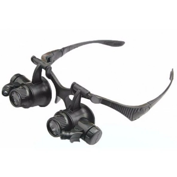 Gözlük Modeli 10X 15X 20X 25X Lens 2 Led Işıklı Büyüteç 9892G ürün görseli 1