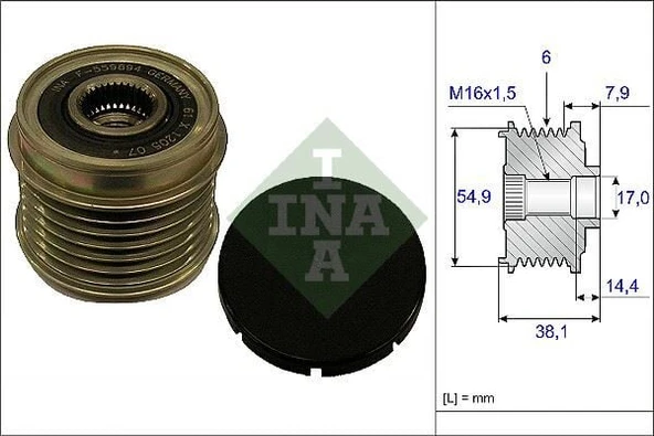 INA ALTERNATÖR KASNAĞI RULMANLI DUCATO-JUMPER-BOXER 3.0D-HDİ 09 6 KANAL 535017610 ürün görseli 1
