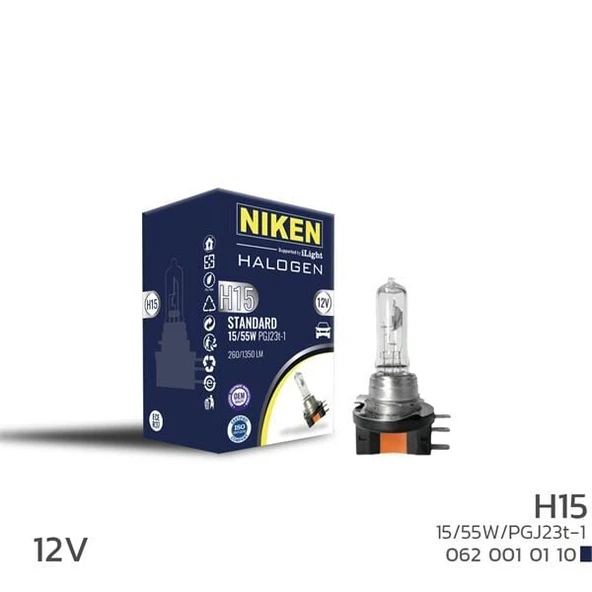 NIKEN 12V  H15 15W/55W HALOJEN AMPUL PGJ23t-1 ürün görseli 1