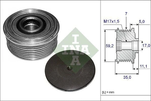 INA ALTERNATÖR KASNAĞI RULMANLI TRANSİT 2.4 TDCI 00-06 ALTERNATÖR OEM NO İÇİN: 2C1T10300BA ürün görseli 1