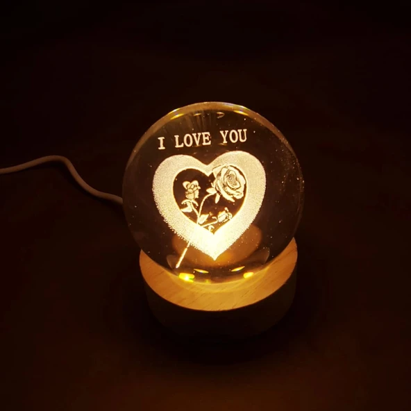 I Love You Işıklı Cam Küre ürün görseli 1