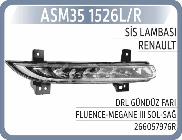 AEM SİS LAMBASI DRL GÜNDÜZ FARI SAĞ RENAULT FLUENCE-MEGANE III ürün görseli 1