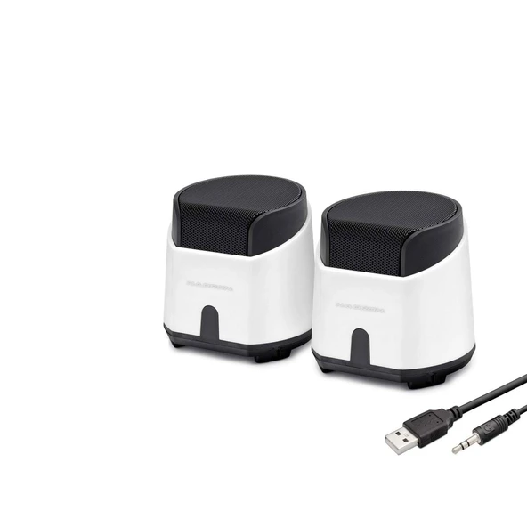 Masaüstü Hoparlör 1+1 USB + 3.5mm - Beyaz HD6024W ürün görseli 1
