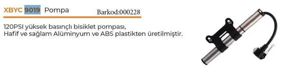 FORTE GT XBYC 9019 BİSİKLET Pompası Hafif sağlam Alüminyum120 PSI ürün görseli 1