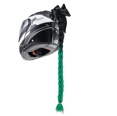 Tex Kask Süsü 5 Motosiklet Bisiklet Ve Kayak Kask Süsü Kalın Örgü At Kuyruğu Saç Yeşil Beyaz ürün görseli 1