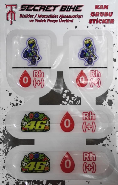 Secret Bike Mavi Motosiklet Ve Kask Kan Grubu Sticker 0 Rh (+) Pozitif ürün görseli 1