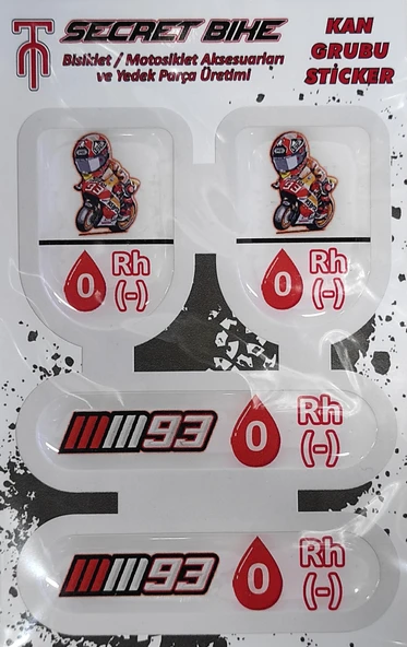 Secret Bike Kırmızı Motosiklet Ve Kask Kan Grubu Sticker 0 Rh (-) Negatif ürün görseli 1