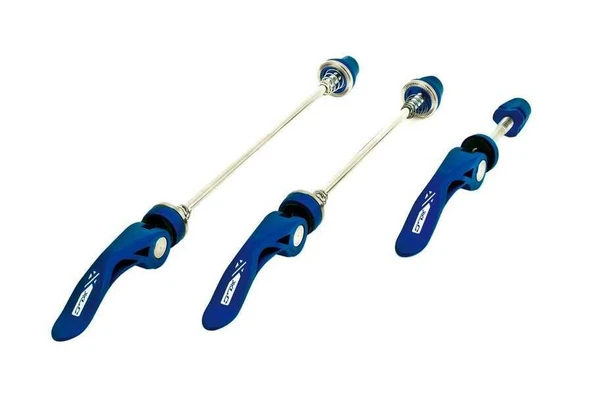 XLC Quick Release 3'lü Set QR Bisiklet Ön Arka Teker Mandalı Ve Sele Kelepçesi Seti Mavi ürün görseli 1