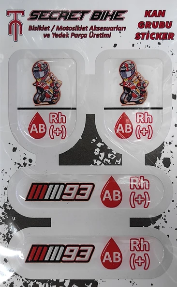 Secret Bike Kırmızı Motosiklet Ve Kask Kan Grubu Sticker AB Rh (+) Pozitif ürün görseli 1