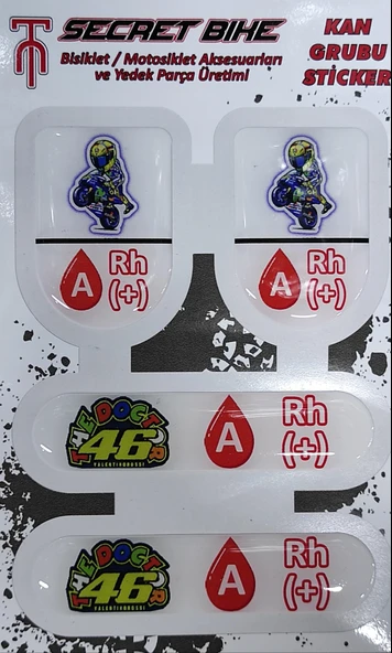 Secret Bike Mavi Motosiklet Ve Kask Kan Grubu Sticker A Rh (+) Pozitif ürün görseli 1
