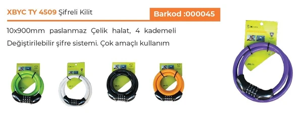 FORTE GT XBYC TY 4509 ŞİFRELİ KİLİT 5 RENK DEĞİŞEBİLİR ŞİFRE ürün görseli 1