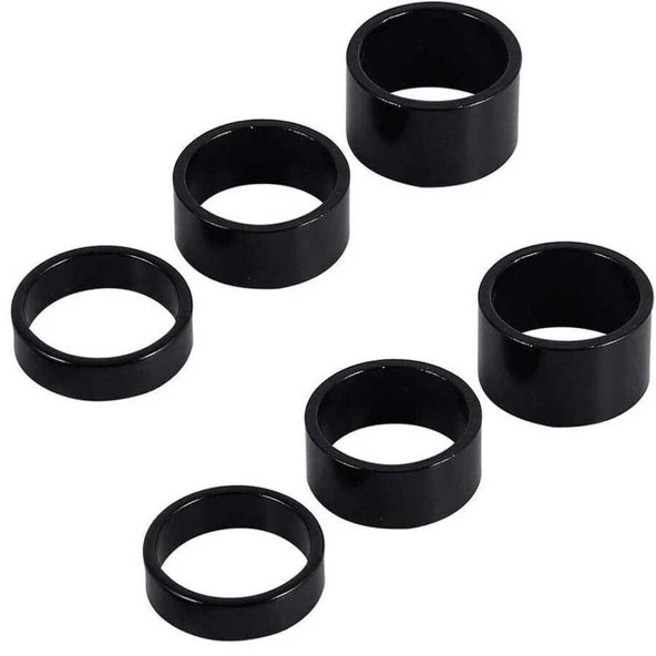 Bisiklet Furş Spacer 6'lı Paket (3/5/8/10/15/20mm) Siyah Furş Takımı Yüzüğü Gidon ürün görseli 1