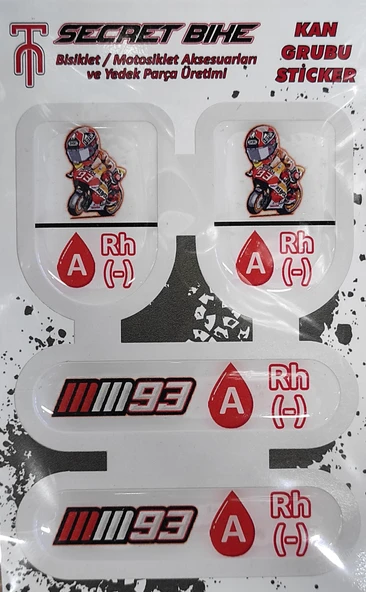Secret Bike Kırmızı Motosiklet Ve Kask Kan Grubu Sticker A Rh (-) Negatif ürün görseli 1