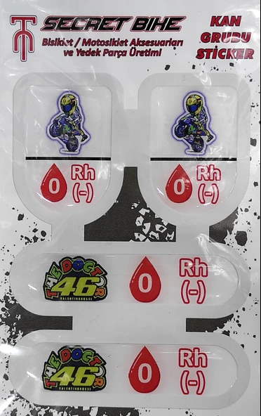 Secret Bike Mavi Motosiklet Ve Kask Kan Grubu Sticker 0 Rh (-) Negatif ürün görseli 1