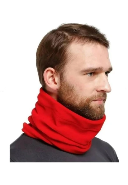 Erkek Polar Bere Kırmızı Bandana Bisiklet Boyunluk Motosiklet Kışlık Giyim Polar Bandana Boyunluk ürün görseli 1