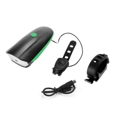 Xbyc 6163 Usb Şarjlı 250 Lümen 140 Db Yüksek Sesli Bisiklet Ön Farı Ve Korna Yeşil ürün görseli 1