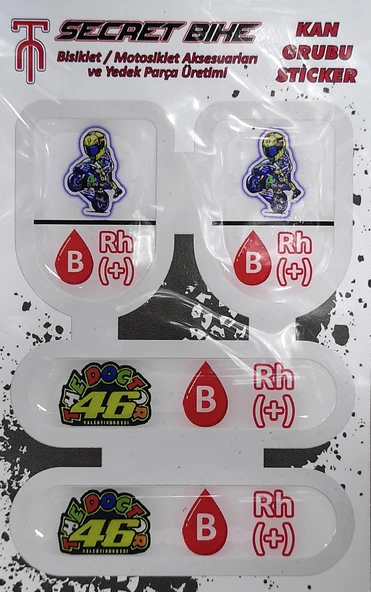 Secret Bike Mavi Motosiklet Ve Kask Kan Grubu Sticker B Rh (+) Pozitif ürün görseli 1