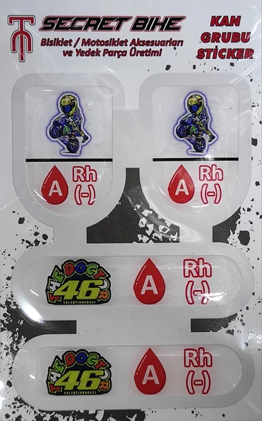 Secret Bike Mavi Motosiklet Ve Kask Kan Grubu Sticker A Rh (-) Negatif ürün görseli 1