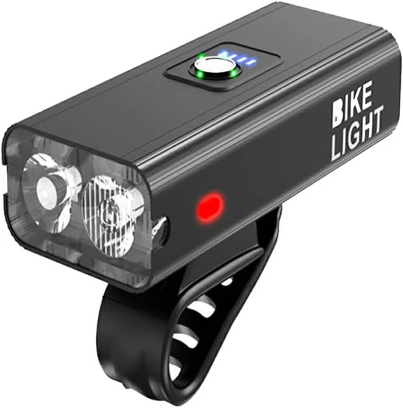 FORTE GT 6051 Bisiklet 2 x T6 Led Ön Far USB Şarjlı Alüminyum Alaşım Siyah ürün görseli 1