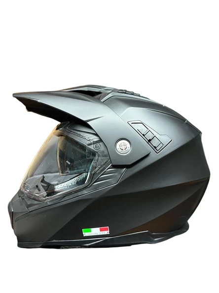 Sway X60 Solid Full Face Enduro Touring Adventure Kapalı Motosiklet Kaskı M Beden Siyah ürün görseli 1