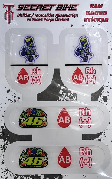 Secret Bike Mavi Motosiklet Ve Kask Kan Grubu Sticker AB Rh (+) Pozitif ürün görseli 1