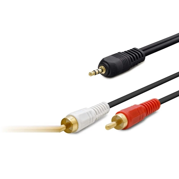 3.5 Mm To 2Rca Kablo 2Lıne Gold 10M Siyah HDX1006 ürün görseli 1