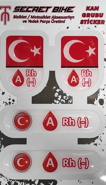 Secret Bike Türk Bayraklı Motosiklet Ve Kask Kan Grubu Sticker A Rh (-) Negatif ürün görseli 1