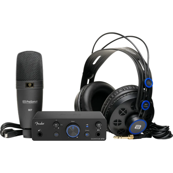 Fender Studio Fender Quantum Creator Bundle Fender Quantum LT 2 ses kartı, M7 MkII mikrofon, HD7 kulaklık ve Fender Studio Pro yazılımdan oluşan kayıt paketi ürün görseli 1