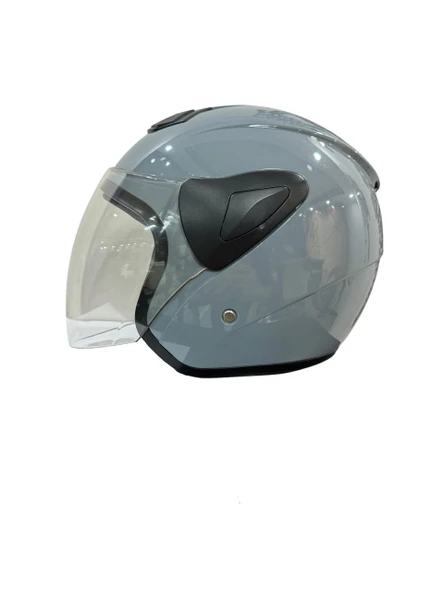 Sway Xbyc 633 Solıd Şeffaf Vizörlü Yarım Motosiklet Scooter Kaskı M Beden Gri ürün görseli 1