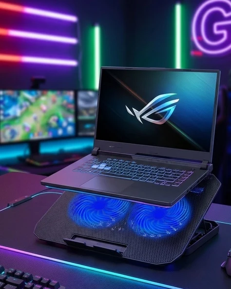 Çift Fanlı Laptop Soğutucu Stand 17 İnç Uyumlu 8 Kademeli Ayarlı Usb Girişli ürün görseli 1