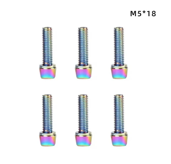Bisiklet Gidon Boğazı Civatası 6 adet M5x18 Oil Slick Matara Kafesi Vidası Rainbow ürün görseli 1