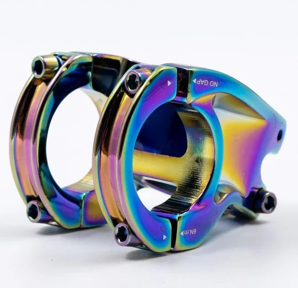 Raptor Alüminyum AS-352 35 mm Riser Mtb Bisiklet Gidon Boğazı Oil Slick Rainbow Gidon Boğazı ürün görseli 1