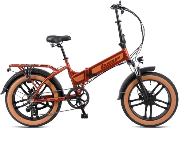 Kron Loop Discovery 20" Jant Fat Bike 7 Vites Hidrolik Fren Elektrikli Katlanır Bisiklet Bakır ürün görseli 1