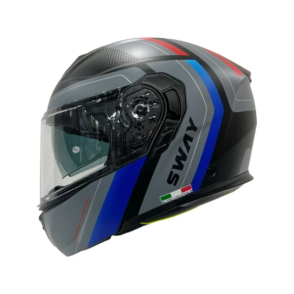 Sway Xbyc 917 Kore Full Face Çene Açılır Motosiklet Kaskı 2XL Beden Black Blue ürün görseli 1