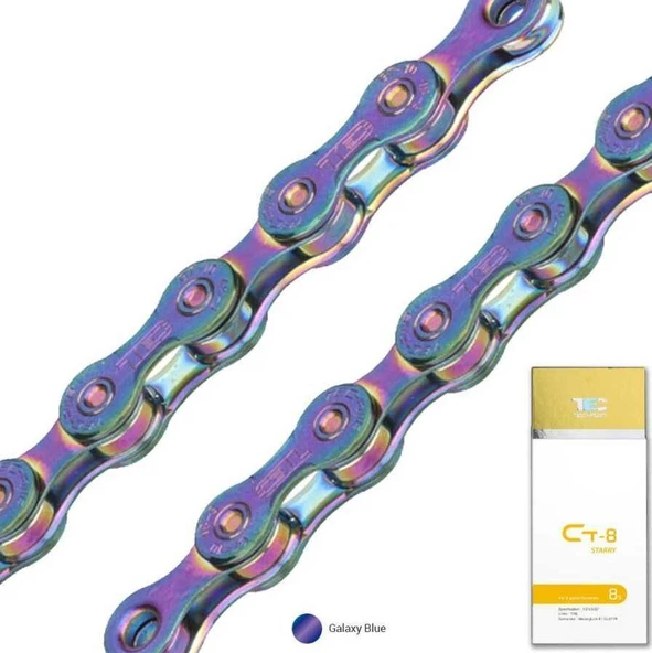 KMC TEC 6-7-8li Zincir 116 Lokma Rainbow Bisiklet Zinciri 18-21-24 Vites Uyumlu Galaxy Blue Zincir ürün görseli 1