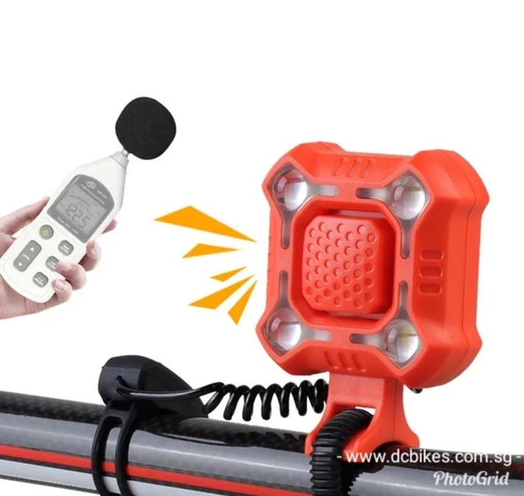 FORTE GT 2122 Bisiklet Ön Işık 350 Lümen 140 DB Usb Şarjlı Yüksek Güçlü Far Korna Kırmızı Renk ürün görseli 1