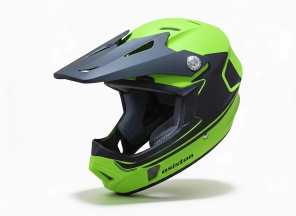 Asistan Kask KS05 Obsidian Full Face FreeRide Bisiklet Motosiklet Kaskı Small Beden Siyah Yeşil ürün görseli 1