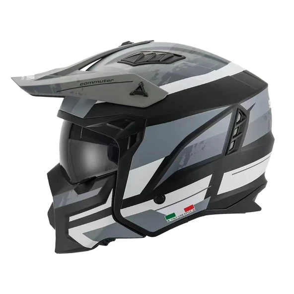 Sway X1-X Seul Track Modüler Full Face Çene Sökülebilen Motosiklet Kaskı 2XL Beden Siyah Gri ürün görseli 1