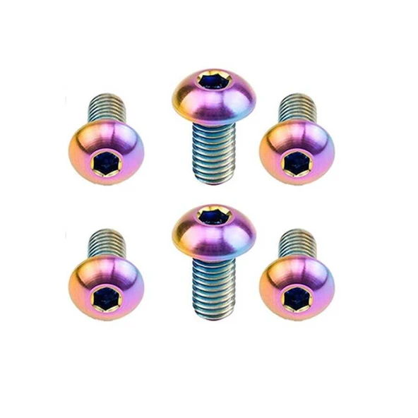 Bisiklet Rotor Vidası 6 adet M5x10 Civata Oil Slick Rainbow Renk ürün görseli 1