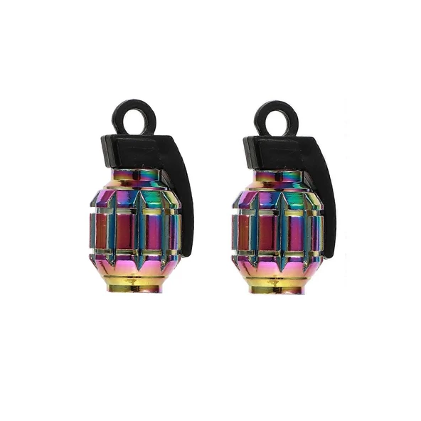 2 Adet El Bombası Sibop Kapağı Bisiklet, Motosiklet, Araba için Lastik Kapağı Rainbow Renk ürün görseli 1