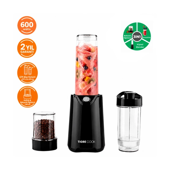 NUTRISHAKE  FIT  3 In 1 Kişisel Smoothie Blender Ve Kahve Baharat Öğütücü Buz Kırma  600w ürün görseli 1