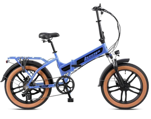 Kron Loop Discovery 20" Jant Fat Bike 7 Vites Hidrolik Fren Elektrikli Katlanır Bisiklet Mavi Füme ürün görseli 1