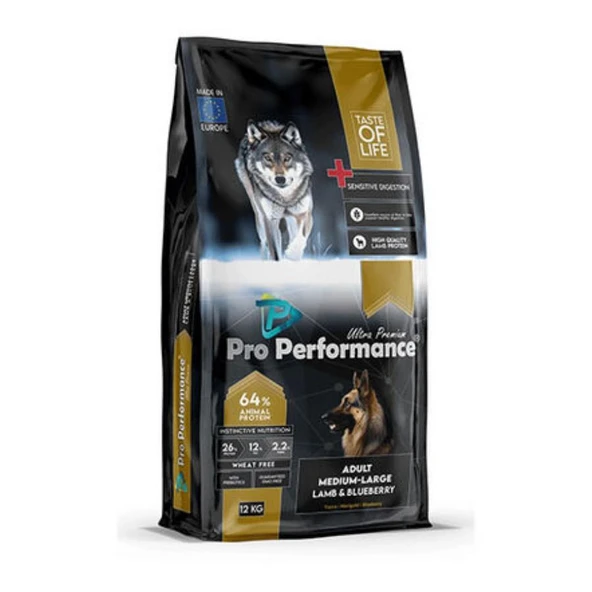 Pro Performance Kuzulu ve Yaban Mersinli Orta ve Büyük Irk Yetişkin Köpek Maması 12 Kg ürün görseli 1