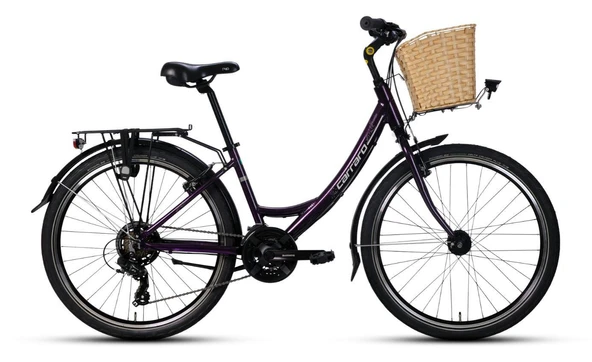 Carraro Jasmine 26"Jant 21 Vites 38 Kadro V Fren Bayan Çamurluklu Bagajlı Şehir Bisikleti Mor Renk ürün görseli 1