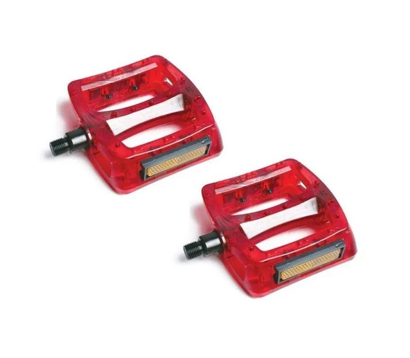 NECO WP601 Geniş MTB BMX Platform Pedal 110 x 100 mm 415 Gram Transparan Kırmızı ürün görseli 1