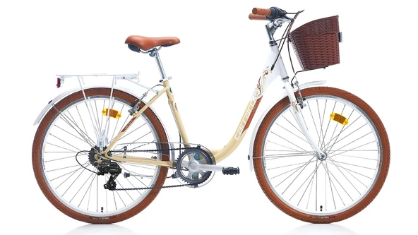 Carraro Juliana 26"Jant 7 Vites 43 Kadro V Fren Bayan Şehir Bisikleti Beyaz Bej Kahverengi ürün görseli 1