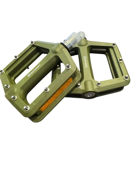 Briviga Plastik Çivili Platform Bisiklet Pedalı Haki Yeşil 1DU+1 Kapalı Rulman 108x103x27mm ürün görseli 1